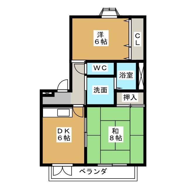 ソリトンハウス(2DK/2階)の間取り写真
