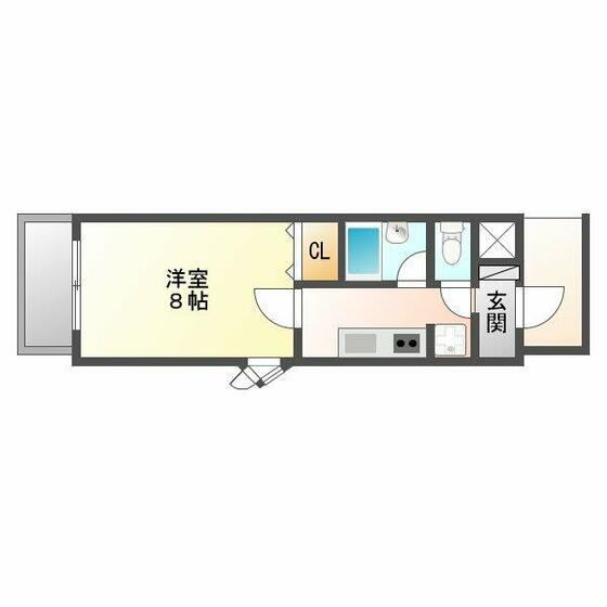 ステュディオ(1K/9階)の間取り写真