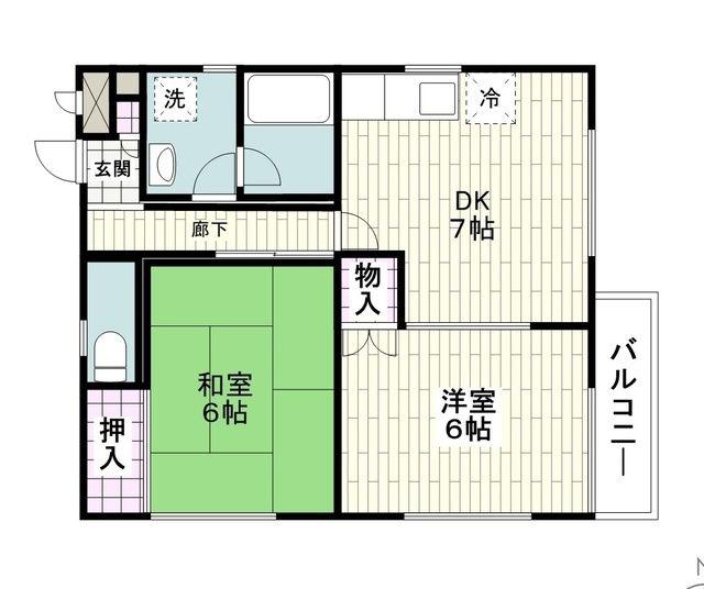 ルミエール湘南(2DK/1階)の間取り写真