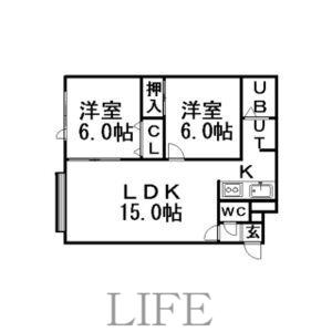 ベルツリーII(2LDK/2階)の間取り写真