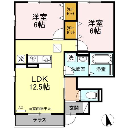 リオン湘南(2LDK/1階)の間取り写真