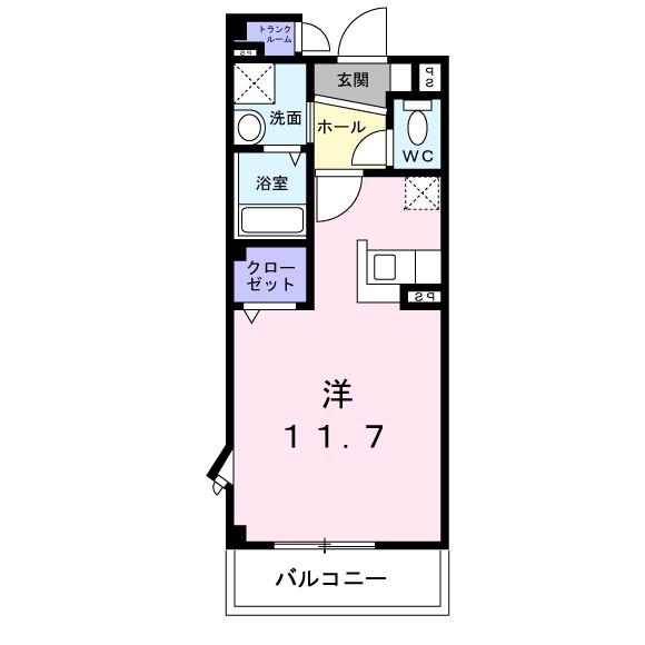 シャンテクレール(ワンルーム/2階)の間取り写真