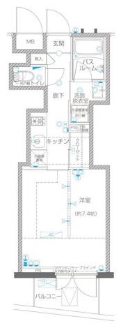 ズーム川崎イースト(1K/6階)の間取り写真