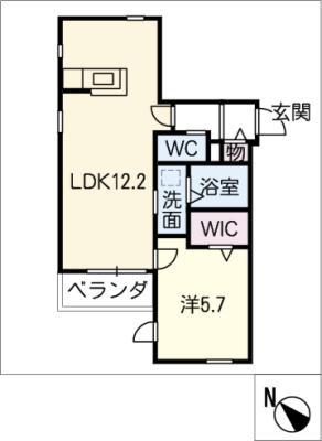 CIEL AZUR(1LDK/1階)の間取り写真