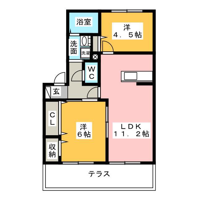 ユーメゾン(2LDK/1階)の間取り写真