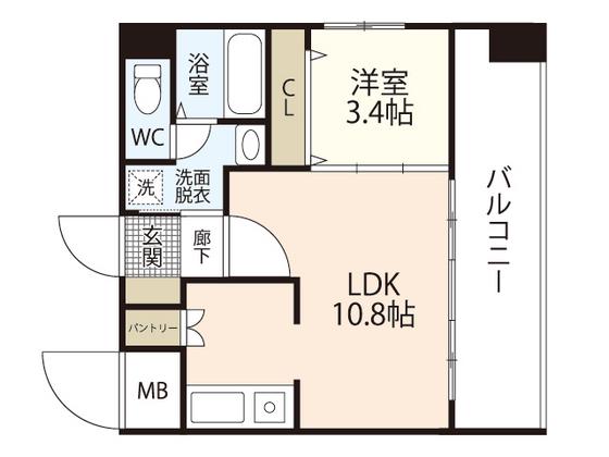 ペルソナ大手町(1LDK/8階)の間取り写真