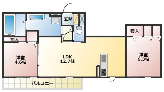 セジュール・ラ・フレーズ(2LDK/1階)の間取り写真