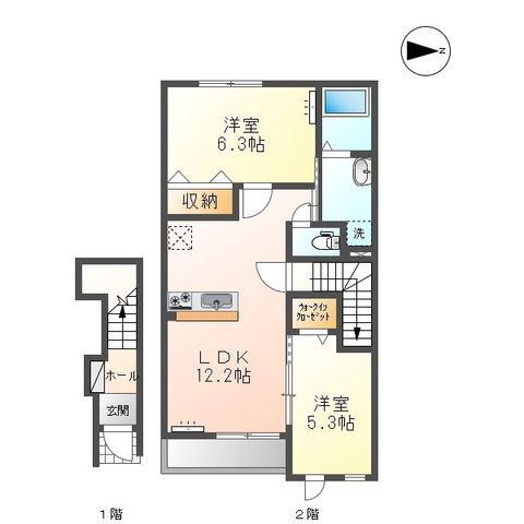 エターナル(2LDK/2階)の間取り写真