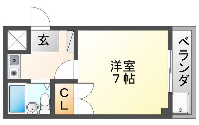 第二神崎ハイツ(1K/3階)の間取り写真