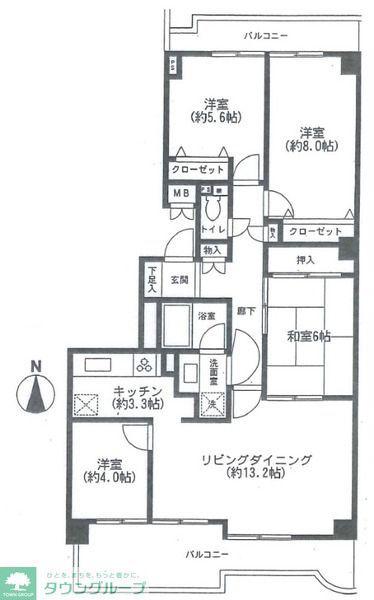 パークフィールドみさとテラ・ウエスト2街区2号棟(4LDK/7階)の間取り写真