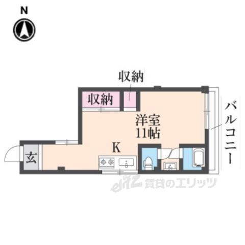 寝屋川コーポラス1(1DK/2階)の間取り写真