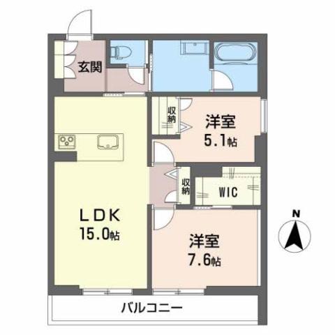 シャーメゾン アヴァンセ(2LDK/2階)の間取り写真