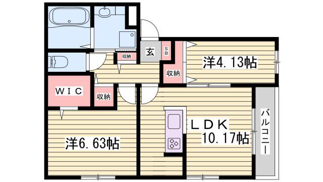ビエネスタル(2LDK/1階)の間取り写真