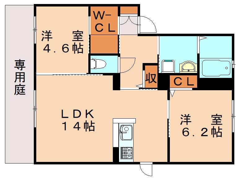 サン・ベレオ(2LDK/1階)の間取り写真