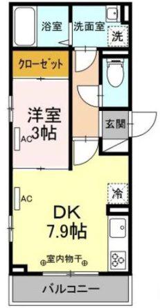 オークビレッジII(1DK/2階)の間取り写真