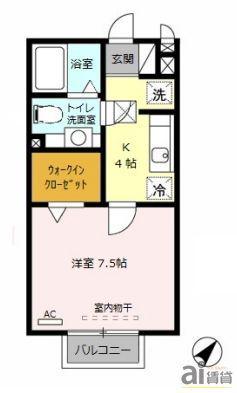 バンブーボックス(1K/2階)の間取り写真