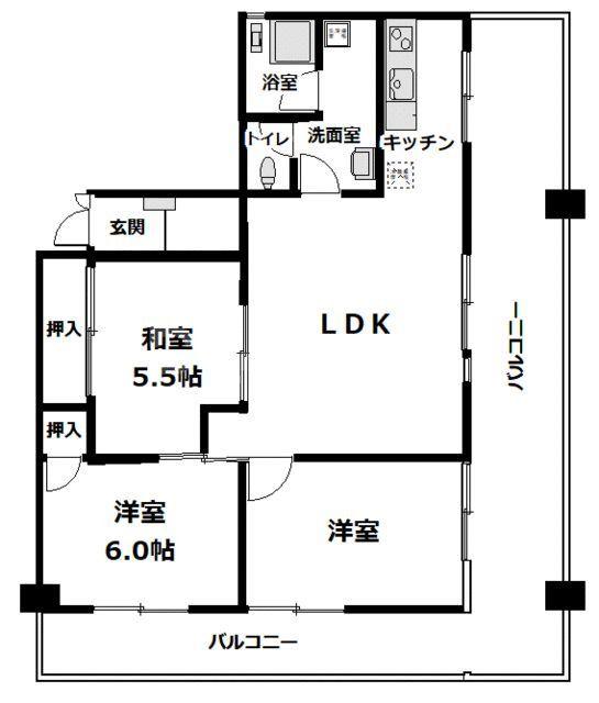 柏タウンハイツ(3LDK/5階)の間取り写真