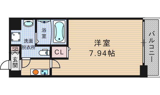 セレニテ難波西(1K/4階)の間取り写真