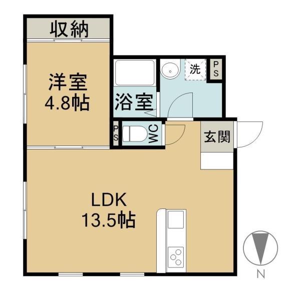 JR山陽本線 中庄駅 徒歩32分 2階建 築8年(1LDK/1階)の間取り写真