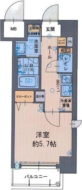 グレイスレジデンス大阪ウエスト(1K/8階)の間取り写真