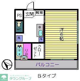 ラ・ヴィスタ(1K/1階)の間取り写真