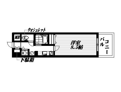 メゾン・デ・ノムラ島之内(1K/10階)の間取り写真