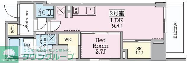 プライムブリス横濱関内(1LDK/2階)の間取り写真