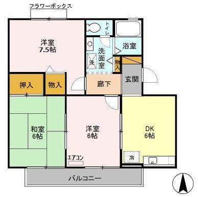 メゾンクレール四番館(3DK/2階)の間取り写真
