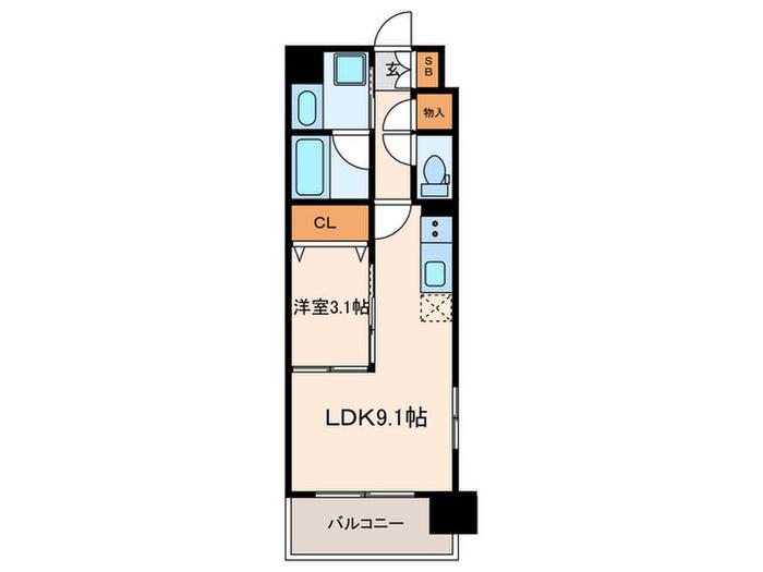 リシュドール梅小路(1LDK/11階)の間取り写真