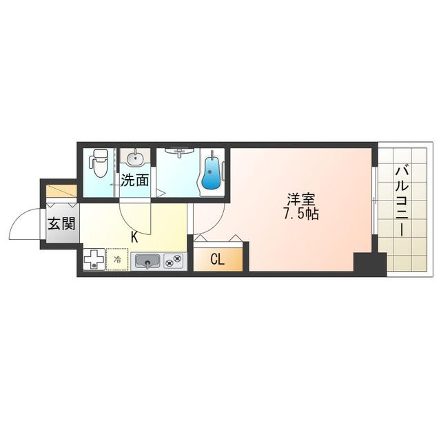 ミアカーサあわざ(1K/4階)の間取り写真