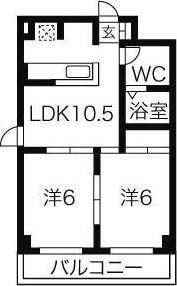HIビル(2LDK/3階)の間取り写真