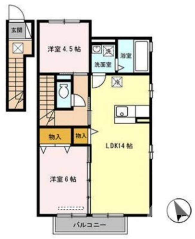 リブレA棟(2LDK/2階)の間取り写真