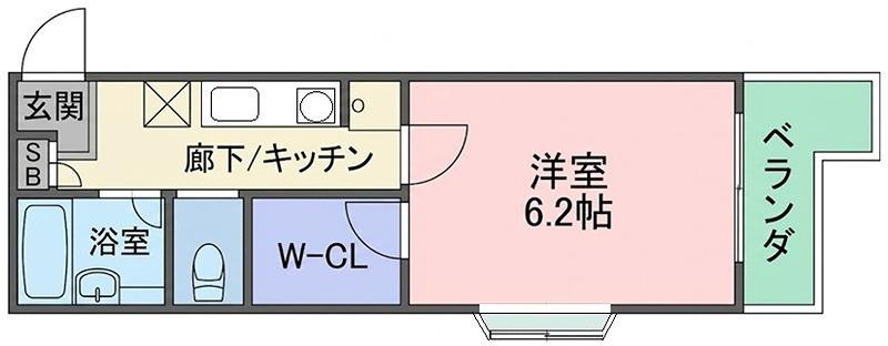 グリーンコープ三津屋(1K/1階)の間取り写真