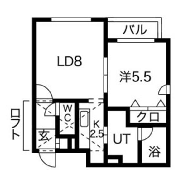 ボーンビルドII(1LDK/3階)の間取り写真
