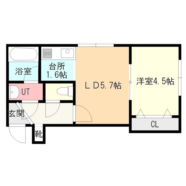 マープル平岸(1DK/4階)の間取り写真