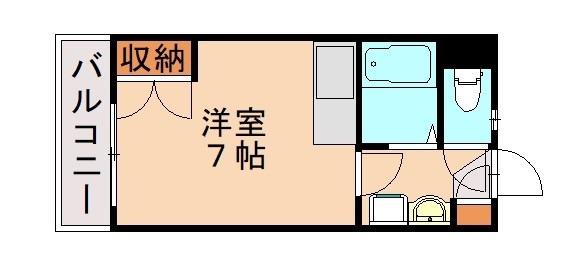 オリエンタル折尾駅(ワンルーム/2階)の間取り写真