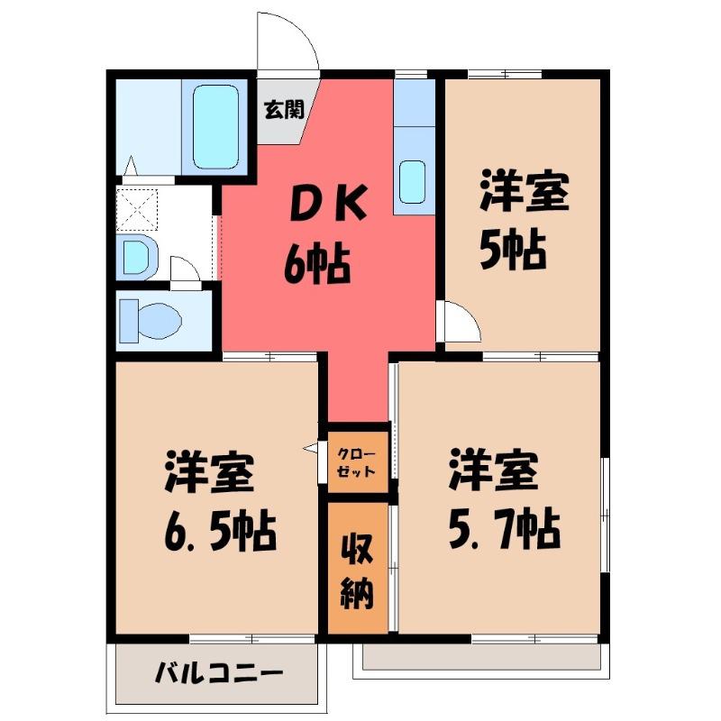 富士見コーポB棟(3DK/2階)の間取り写真