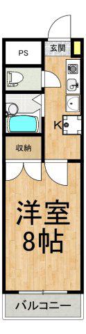 グランシャリオ(1K/6階)の間取り写真