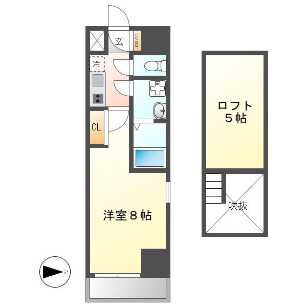 エステムコート名古屋・栄デュアルレジェンド(1K/5階)の間取り写真