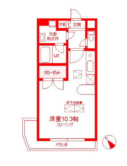 ヴィヴァーチェあざみ野(ワンルーム/2階)の間取り写真