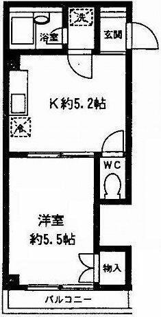 ベルフォーレ・K3(1DK/2階)の間取り写真