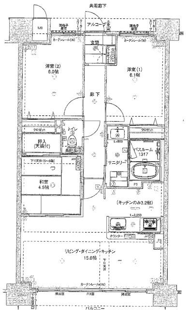 アルファライフ今治銀座(3LDK/2階)の間取り写真