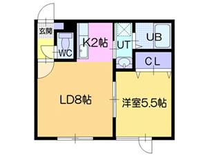 ラ・フォルトゥーナ(1LDK/1階)の間取り写真