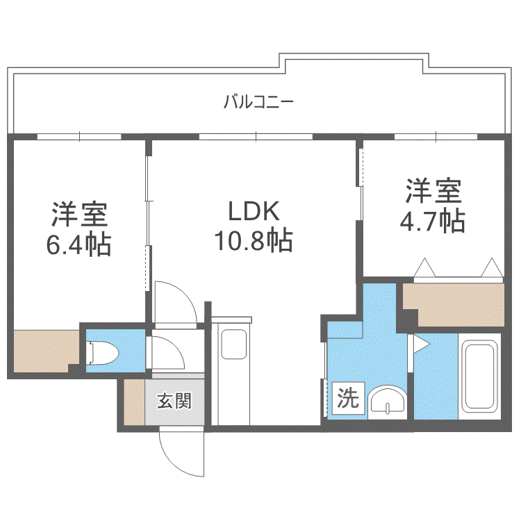 パーク農試館(2LDK/2階)の間取り写真