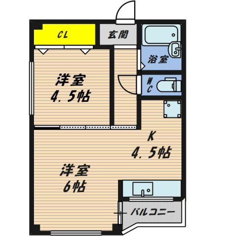 ドリームハイツ(2K/3階)の間取り写真