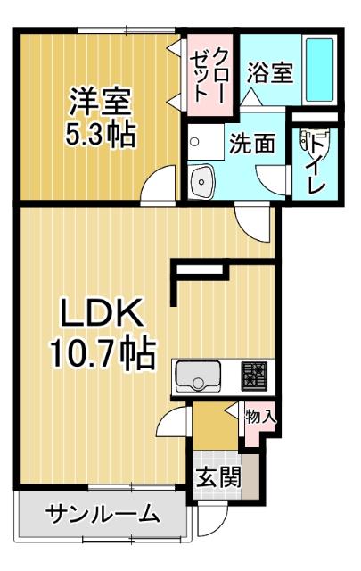 ポルト・ボヌールK I(1LDK/1階)の間取り写真