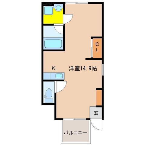 フェリス大工町(ワンルーム/1階)の間取り写真