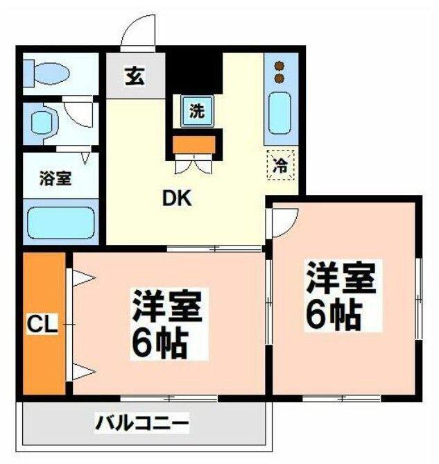 グリーンテラス(2DK/1階)の間取り写真