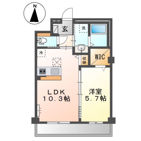 草加市花栗マンション工事(1LDK/1階)の間取り写真