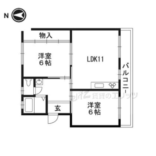 富田第二71号棟(2LDK/5階)の間取り写真